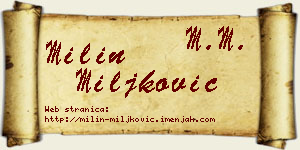 Milin Miljković vizit kartica